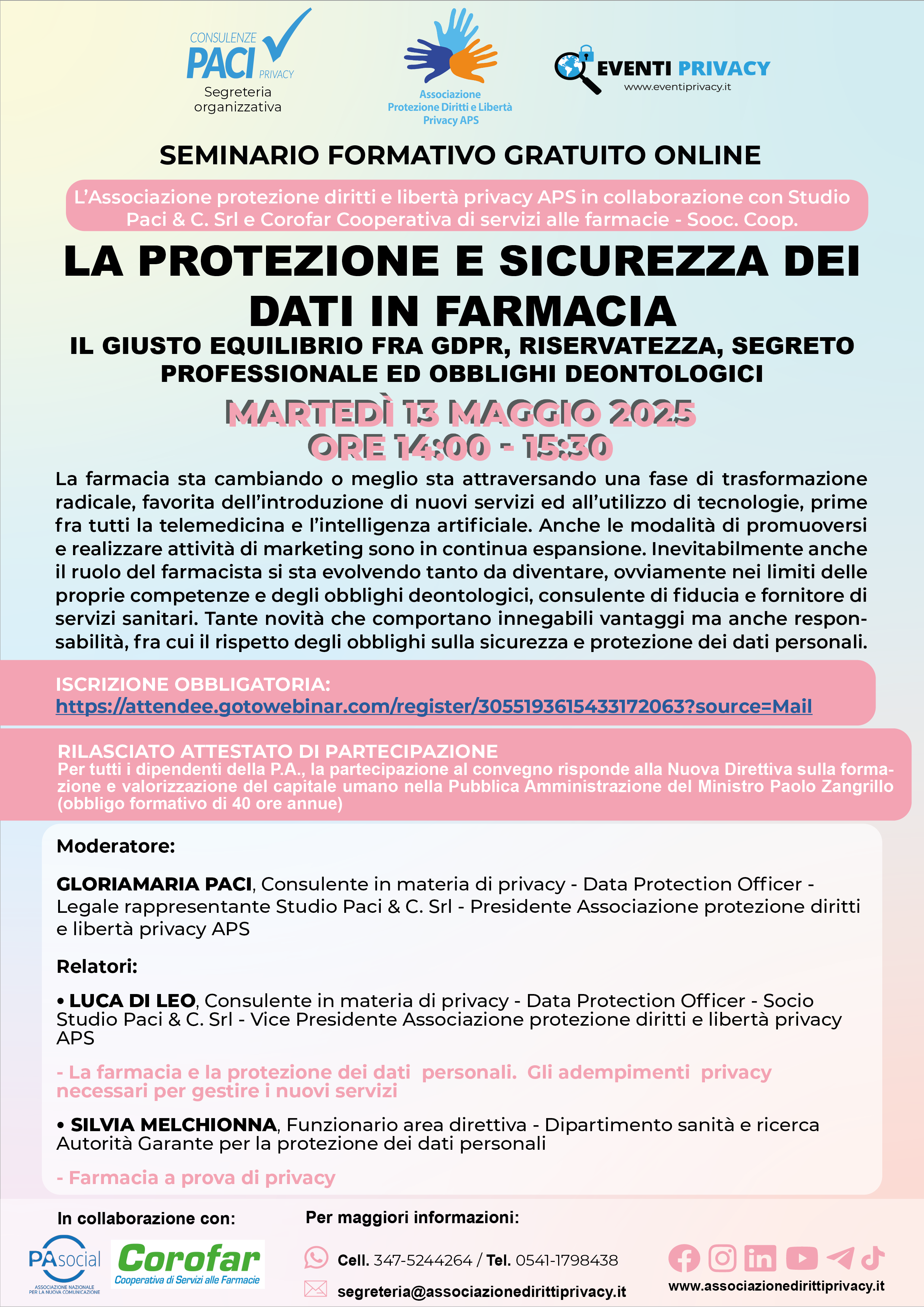 LA PROTEZIONE E SICUREZZA DEI DATI IN FARMACIA IL GIUSTO EQUILIBRIO FRA GDPR, RISERVATEZZA, SEGRETO PROFESSIONALE ED OBBLIGHI DEONTOLOGICI