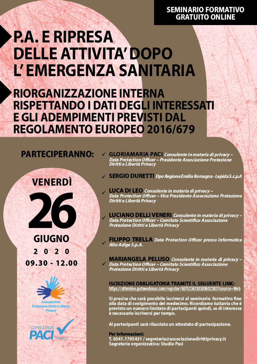 P.A. E RIPRESA DELLE ATTIVITÀ DOPO L'EMERGENZA SANITARIA