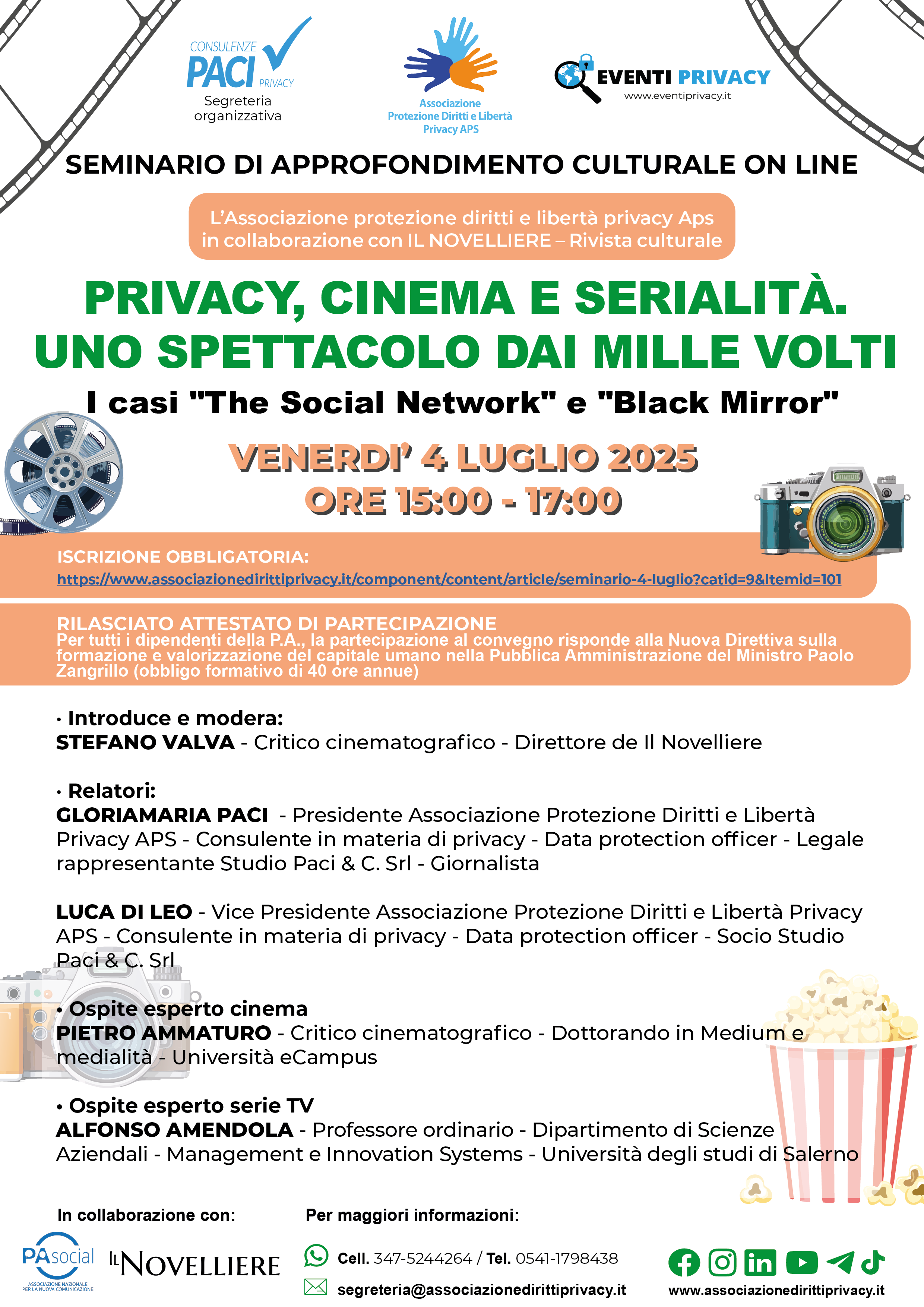 PRIVACY, CINEMA E SERIALITÀ. UNO SPETTACOLO DAI MILLE VOLTI - I casi 